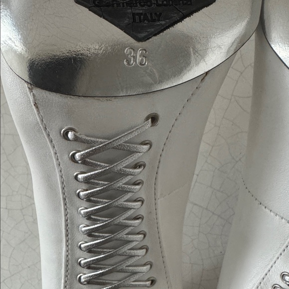 Gianmarco Lorenzi White Leather Stiletto Heels Pointed Toe Corset Soles Size 36 - Picture 6 of 12